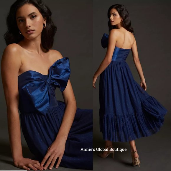 RARE NWT ANTHROPOLOGIE HUTCH Tulle Bow-Tie Midi Dress. - Picture 9 of 16